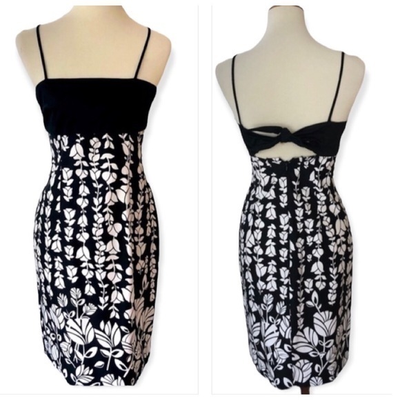 Black and white floral dress with bow back - Picture 1 of 7